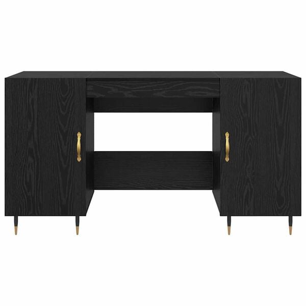 vidaXL Γραφείο με ράφι Μαύρη δρυς 140 x 50 x 75 εκ. Επεξεργασμένο ξύλο