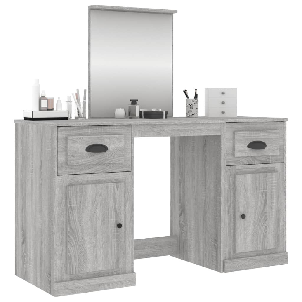 vidaXL Μπουντουάρ με Καθρέφτη Γκρι Sonoma 130x50x132,5 εκ.