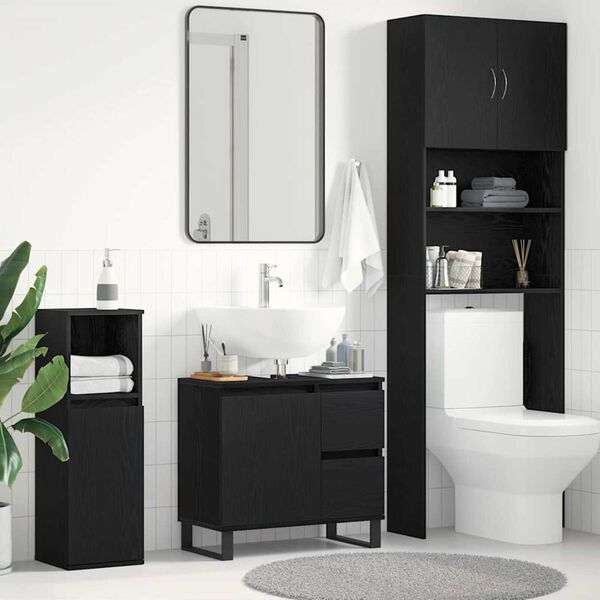 vidaXL Ντουλάπα Νεροχύτη Μαύρη Οξυά 65 x 33 x 60 εκ Επεξεργασμένο ξύλο