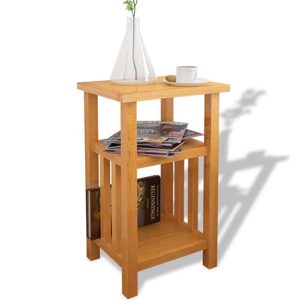vidaXL Τραπέζι Βοηθητικό με Ράφι 27 x 35 x 55 εκ. Μασίφ Ξύλο Δρυός