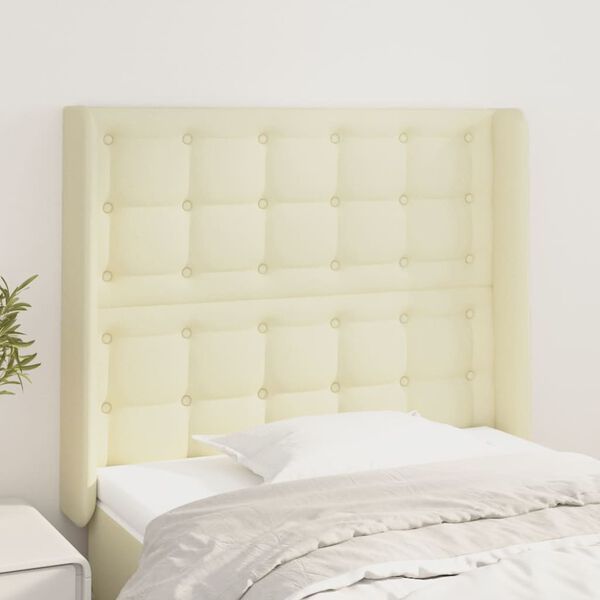 vidaXL Κεφαλάρι με Πτερύγια Κρεμ 83x16x118/128 εκ. Συνθετικό Δέρμα