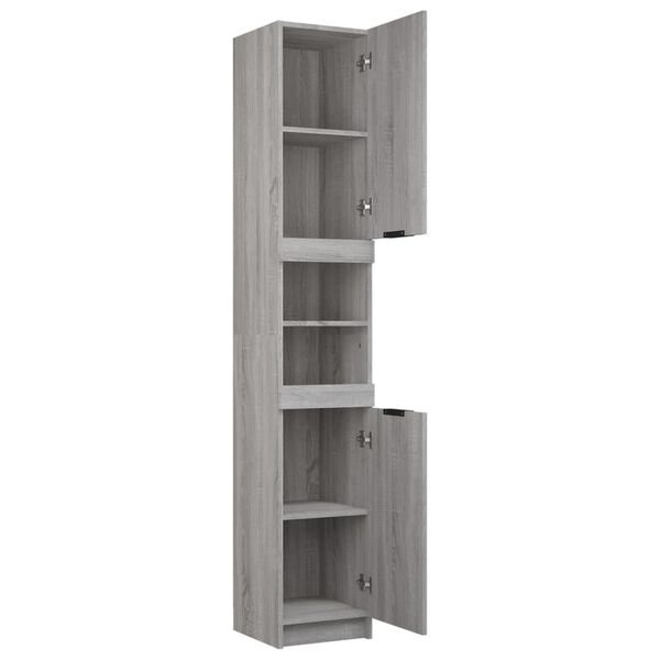 vidaXL Ντουλάπι Μπάνιου Γκρι Sonoma 32x34x188,5 εκ. Επεξεργασμένο Ξύλο