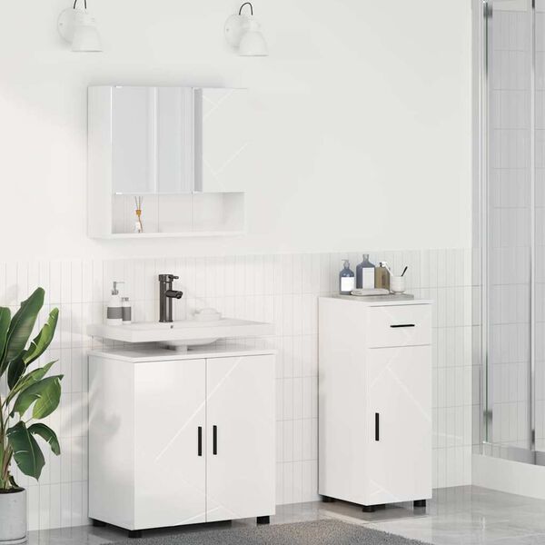 vidaXL Σετ Επίπλων Μπάνιου 3 pcs Γυαλιστερό λευκό 61 x 35 x 64 εκ.