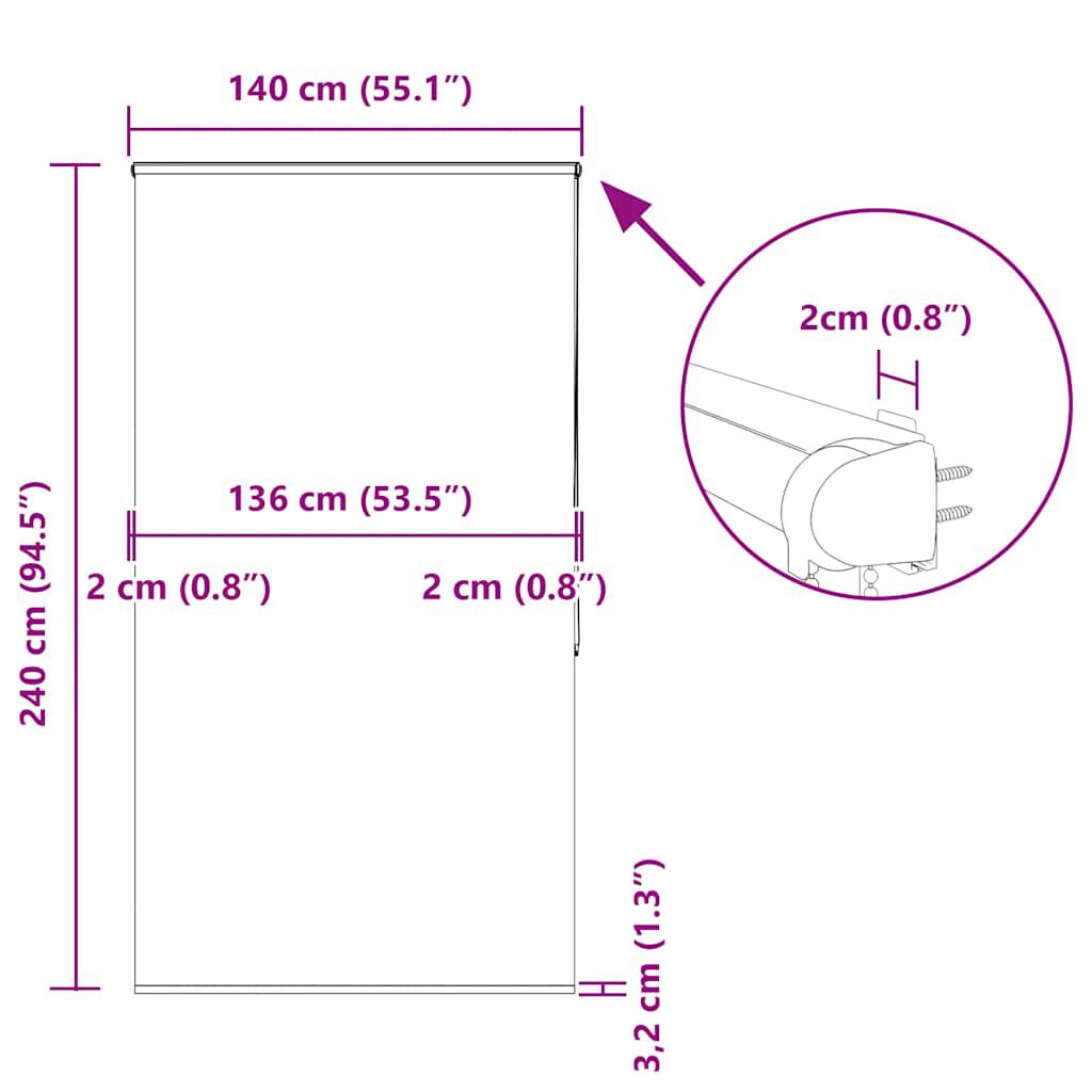 vidaXL Κουρτίνα Μπάνιου Ρολό κασέτα 140x240εκ. Πλάτος υφάσματος 136εκ.