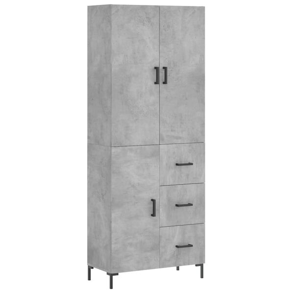 vidaXL Ντουλάπι Γκρι Σκυροδέματος 69,5x34x180 εκ. Επεξεργασμένο Ξύλο