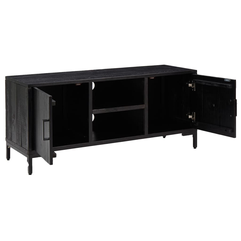 vidaXL Έπιπλο Τηλεόρασης Μαύρο 110 x 35 x 48 εκ. από Μασίφ Ξύλο Πεύκου