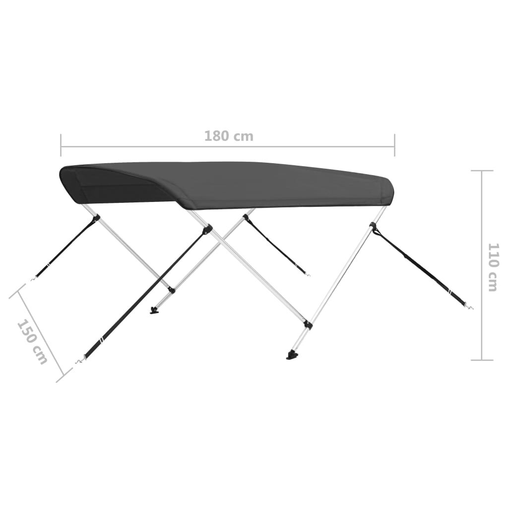 vidaXL Τέντα Σκάφους με 2 Αψίδες Ανθρακί 180x150x110 εκ.