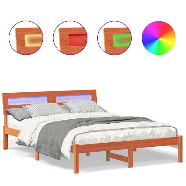 vidaXL Σκελετός Κρεβατιού Καφέ κεριού 135 x 190 cm Μασίφ ξύλο πεύκου