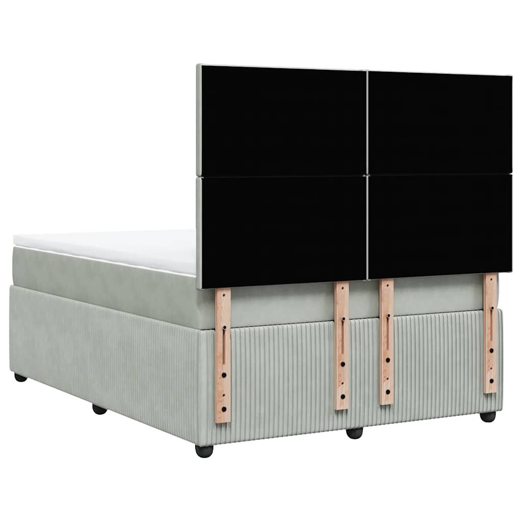 vidaXL Κρεβάτι Boxspring με Στρώμα Ανοιχτό Γκρι 140x200 εκ. Βελούδινο