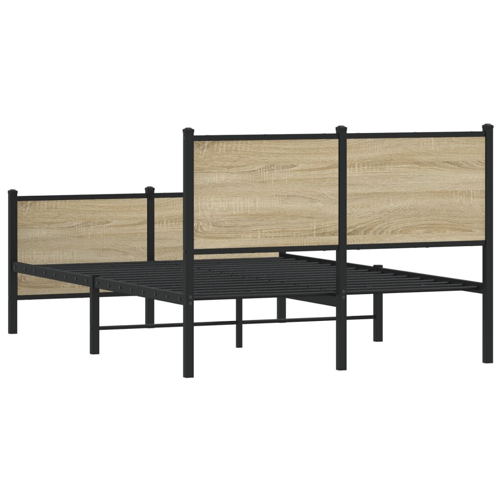 vidaXL Σκελετός Κρεβ. Χωρίς Στρώμα Sonoma Δρυς 120x200 εκ. Μεταλλικό