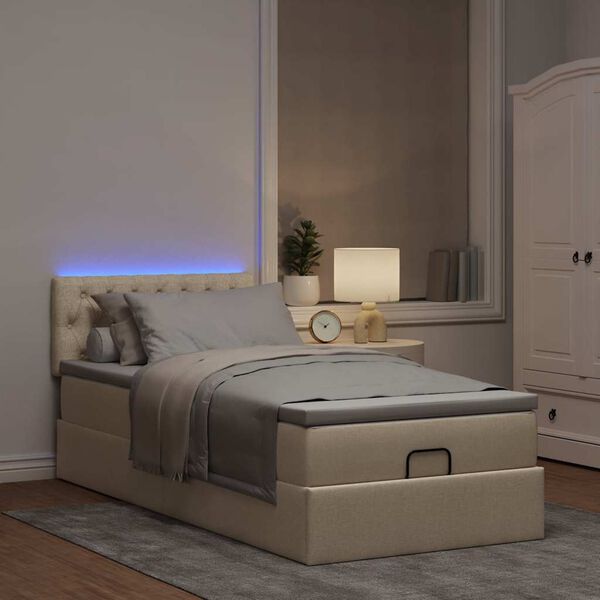 vidaXL &Omicron;&theta;&omega;&mu;&alpha;&nu;&iota;&kappa;ό &kappa;&rho;&epsilon;&beta;ά&tau;&iota; &mu;&epsilon; &sigma;&tau;&rho;ώ&mu;&alpha; & LEDs Cream 90x190cm ύ&phi;&alpha;&sigma;&mu;&alpha;