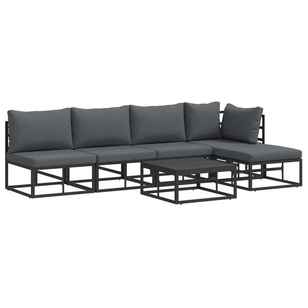 vidaXL Σετ Καναπέ Κήπου 6 pcs Μαύρο 70 x 70 x 32 εκ Αλουμίνιο