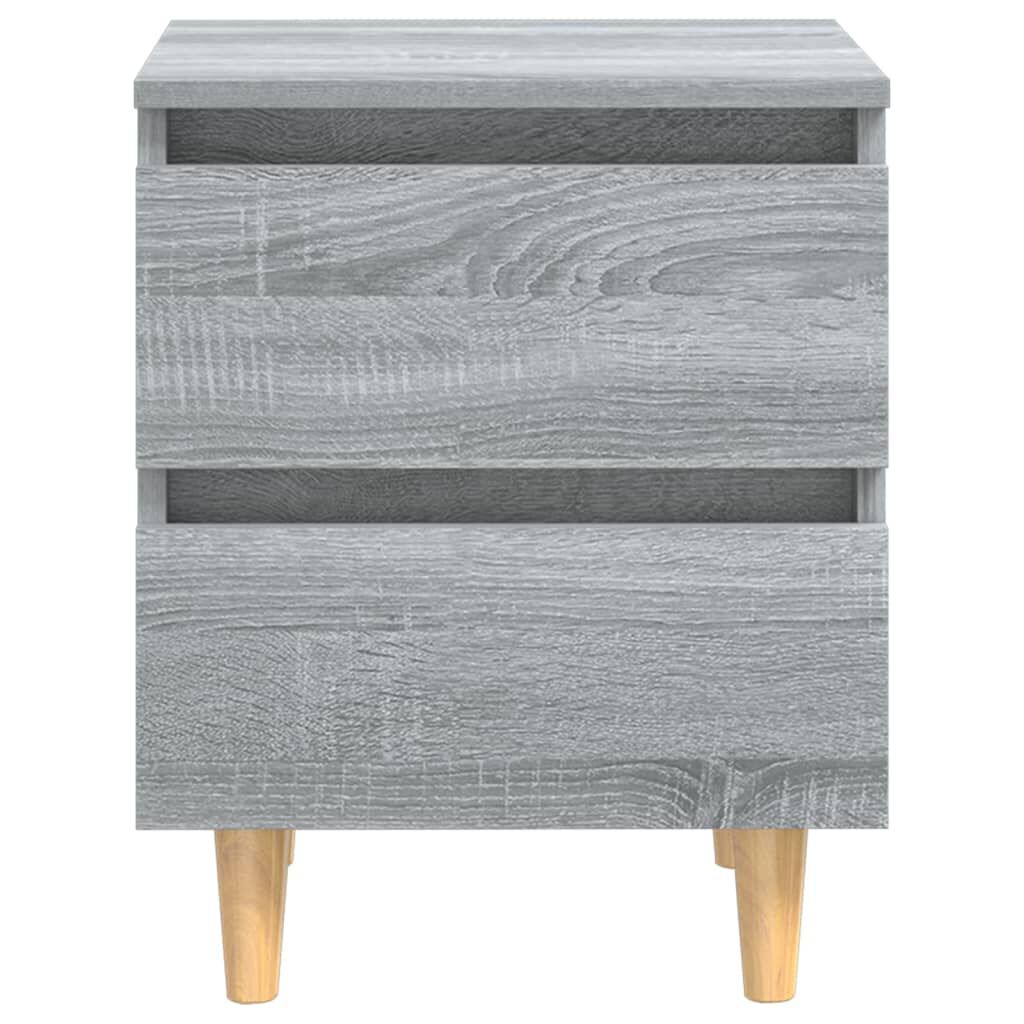 vidaXL Κομοδίνα 2 τεμ. Γκρι Sonoma 40x35x50 εκ. με Μασίφ Ξύλινα Πόδια