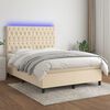 vidaXL &Kappa;&rho;&epsilon;&beta;ά&tau;&iota; Boxspring &mu;&epsilon; &Sigma;&tau;&rho;ώ&mu;&alpha; & LED &Kappa;&rho;&epsilon;&mu; 140x200 &epsilon;&kappa;. &Upsilon;&phi;&alpha;&sigma;&mu;ά&tau;&iota;&nu;&omicron;