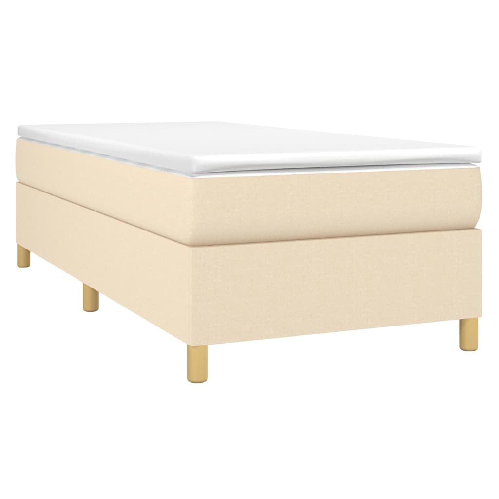 vidaXL Κρεβάτι Boxspring με Στρώμα Κρεμ 100 x 200 εκ. Υφασμάτινο