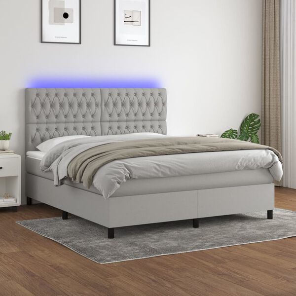 vidaXL &Kappa;&rho;&epsilon;&beta;ά&tau;&iota; Boxspring &mu;&epsilon; &Sigma;&tau;&rho;ώ&mu;&alpha; & LED &Alpha;&nu;.&Gamma;&kappa;&rho;&iota; 160x200&epsilon;&kappa;. &Upsilon;&phi;&alpha;&sigma;&mu;ά&tau;&iota;&nu;&omicron;