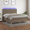 vidaXL &Kappa;&rho;&epsilon;&beta;ά&tau;&iota; Boxspring &mu;&epsilon; &Sigma;&tau;&rho;ώ&mu;&alpha; & LED Taupe 160x200 &epsilon;&kappa;. &Upsilon;&phi;&alpha;&sigma;&mu;ά&tau;&iota;&nu;&omicron;