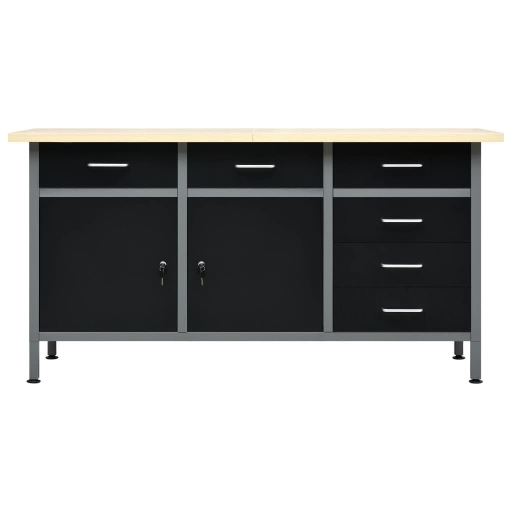 vidaXL Πάγκος Εργασίας Μαύρος 160 x 60 x 85 εκ. Ατσάλινος
