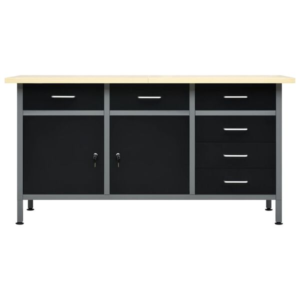 vidaXL Πάγκος Εργασίας Μαύρος 160 x 60 x 85 εκ. Ατσάλινος