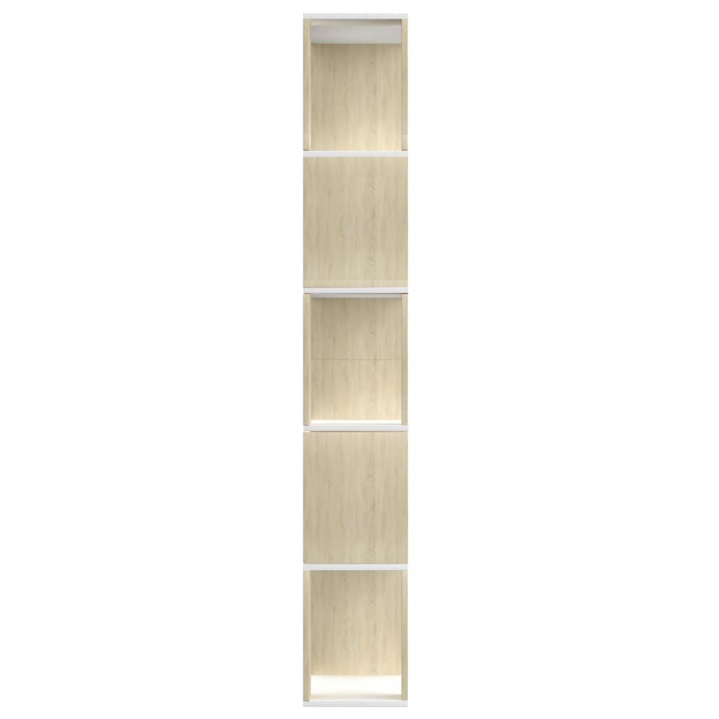 vidaXL Βιβλιοθήκη/Διαχωρισ. Λευκό/Sonoma Δρυς 80 x 24 x 159 εκ.
