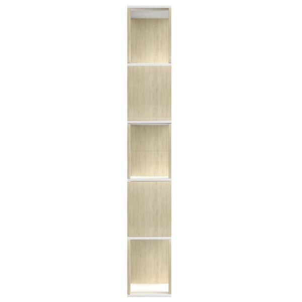 vidaXL Βιβλιοθήκη/Διαχωρισ. Λευκό/Sonoma Δρυς 80 x 24 x 159 εκ.