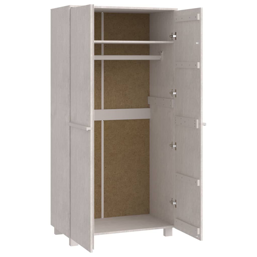 vidaXL Ντουλάπα HAMAR Λευκό 89 x 50 x 180 εκ. από Μασίφ Ξύλο Πεύκου