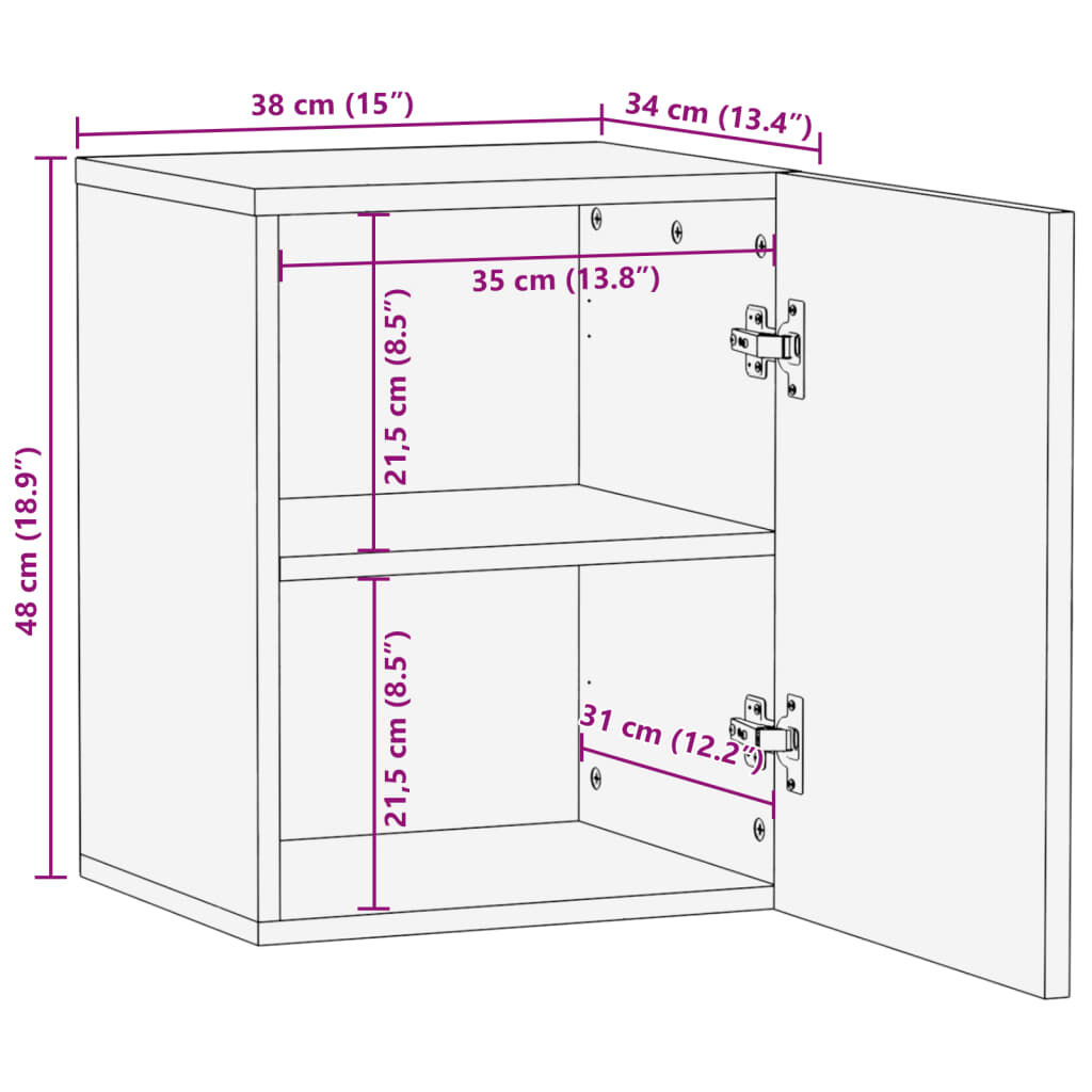 vidaXL Ντουλάπι Μπάνιου Επιτοίχιο 38x34x48 εκ. από Μασίφ Ξύλο Μάνγκο