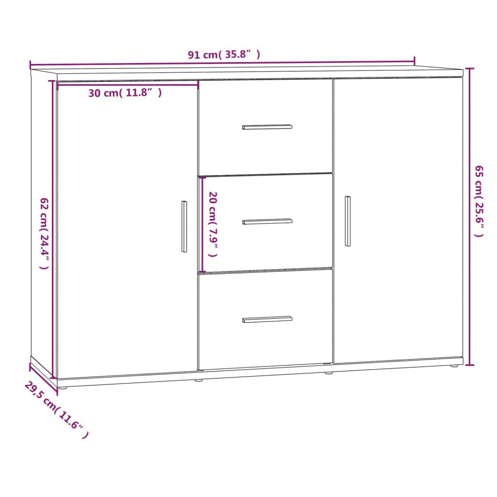 vidaXL Ντουλάπι Γκρι Σκυροδέματος 91x29,5x65 εκ. Επεξεργασμένο Ξύλο
