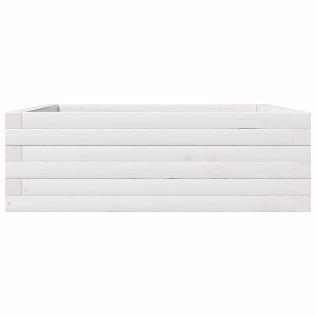 vidaXL Ζαρντινιέρα Κήπου Λευκή 70x70x23 εκ. από Μασίφ Ξύλο Πεύκου