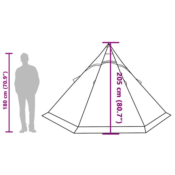 vidaXL Σκηνή Κάμπινγκ Tipi 5 Ατόμων Αδιάβροχη Γκρι