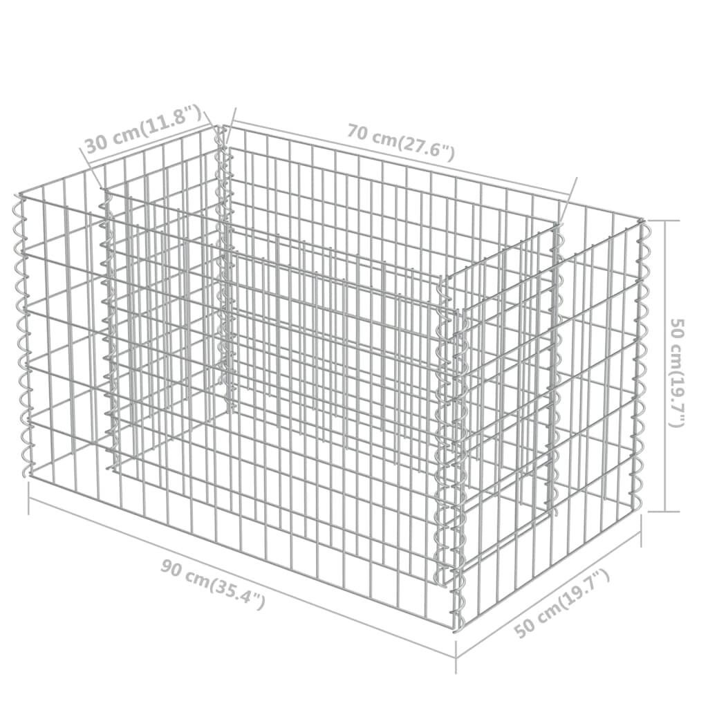 vidaXL Συρματοκιβώτιο-Γλάστρα Υπερυψωμένη 90x50x50 εκ. Γαλβ. Χάλυβας