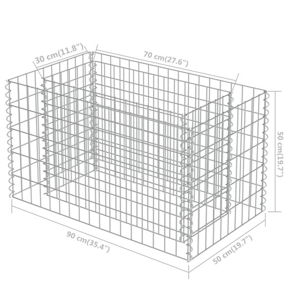 vidaXL Συρματοκιβώτιο-Γλάστρα Υπερυψωμένη 90x50x50 εκ. Γαλβ. Χάλυβας