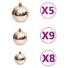 vidaXL Χριστουγεν. Μπάλες Σετ 61 τεμ με Κορυφή & 150 LED Ροζέ/Χρυσό