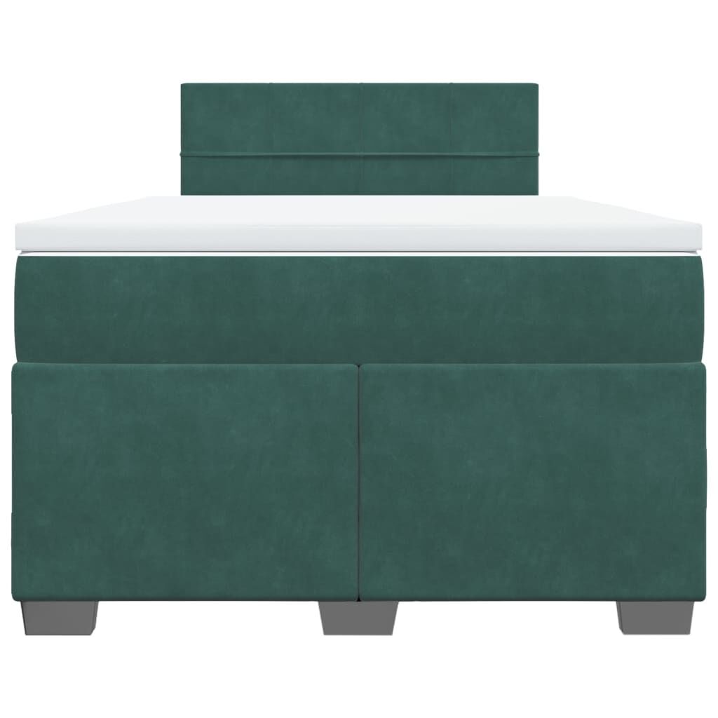 vidaXL Κρεβάτι Boxspring με Στρώμα Σκούρο Πράσινο 120x190εκ. Βελούδινο