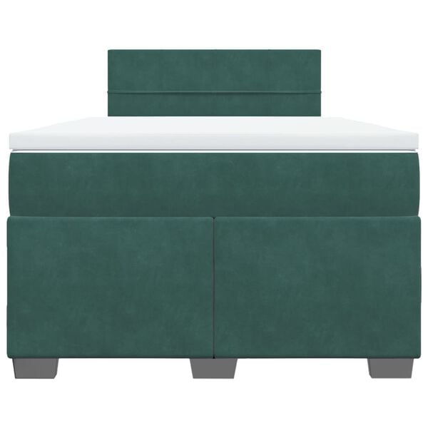 vidaXL Κρεβάτι Boxspring με Στρώμα Σκούρο Πράσινο 120x190εκ. Βελούδινο