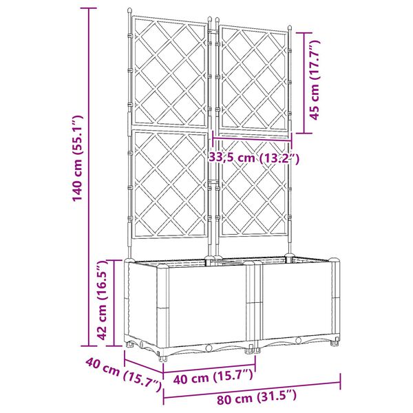 vidaXL Κηποτινάκι με Τρέλα 2 pcs Μαύρο 80 x 40 x 143 εκ. PP