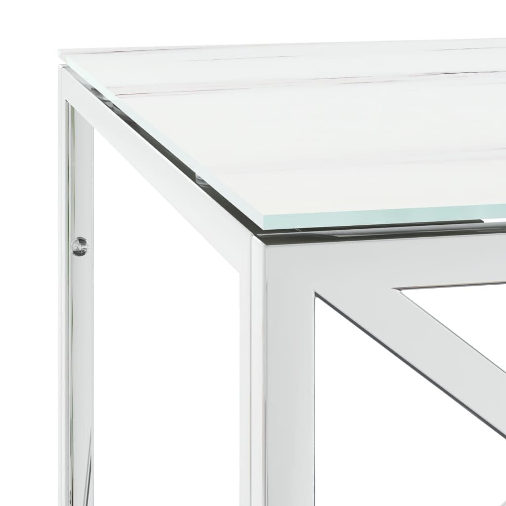 vidaXL Τραπέζι Σαλονιού 110x45x45 εκ. από Ανοξ. Ατσάλι και Γυαλί