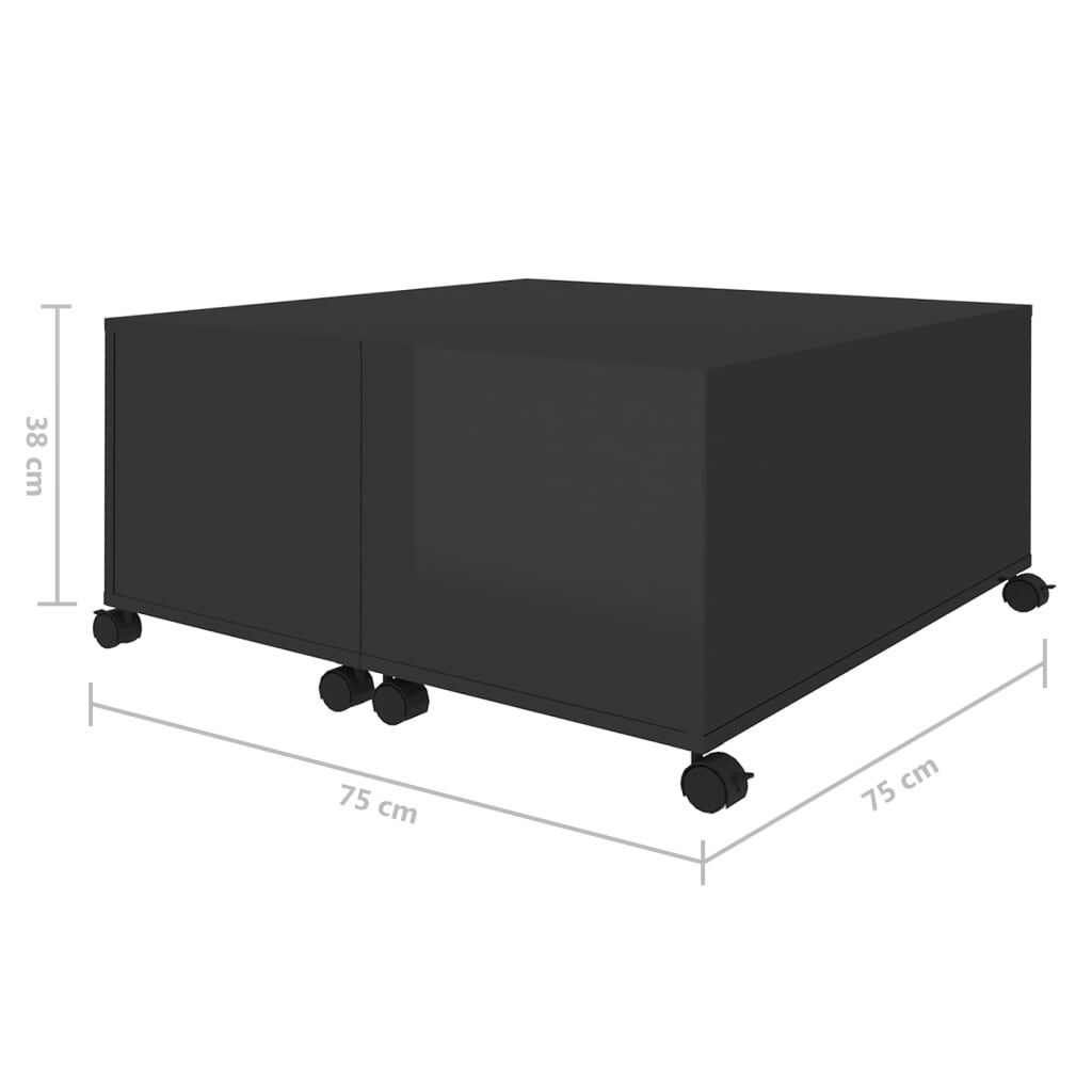vidaXL Τραπεζάκι Σαλονιού Γυαλ. Μαύρο 75 x 75 x 38 εκ. από Μοριοσανίδα