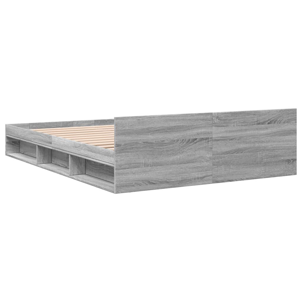 vidaXL Πλαίσιο Κρεβατιού με συρτάρια Γκρι sonoma 135x190εκ. Επεξ. Ξύλο