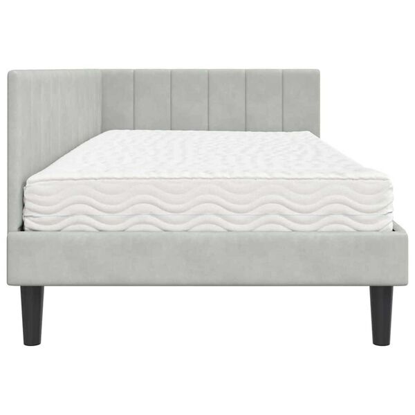 vidaXL Κρεβάτι Γωνίας με στρώμα Ανοιχτό γκρι 90 x 200 cm Βελούδο