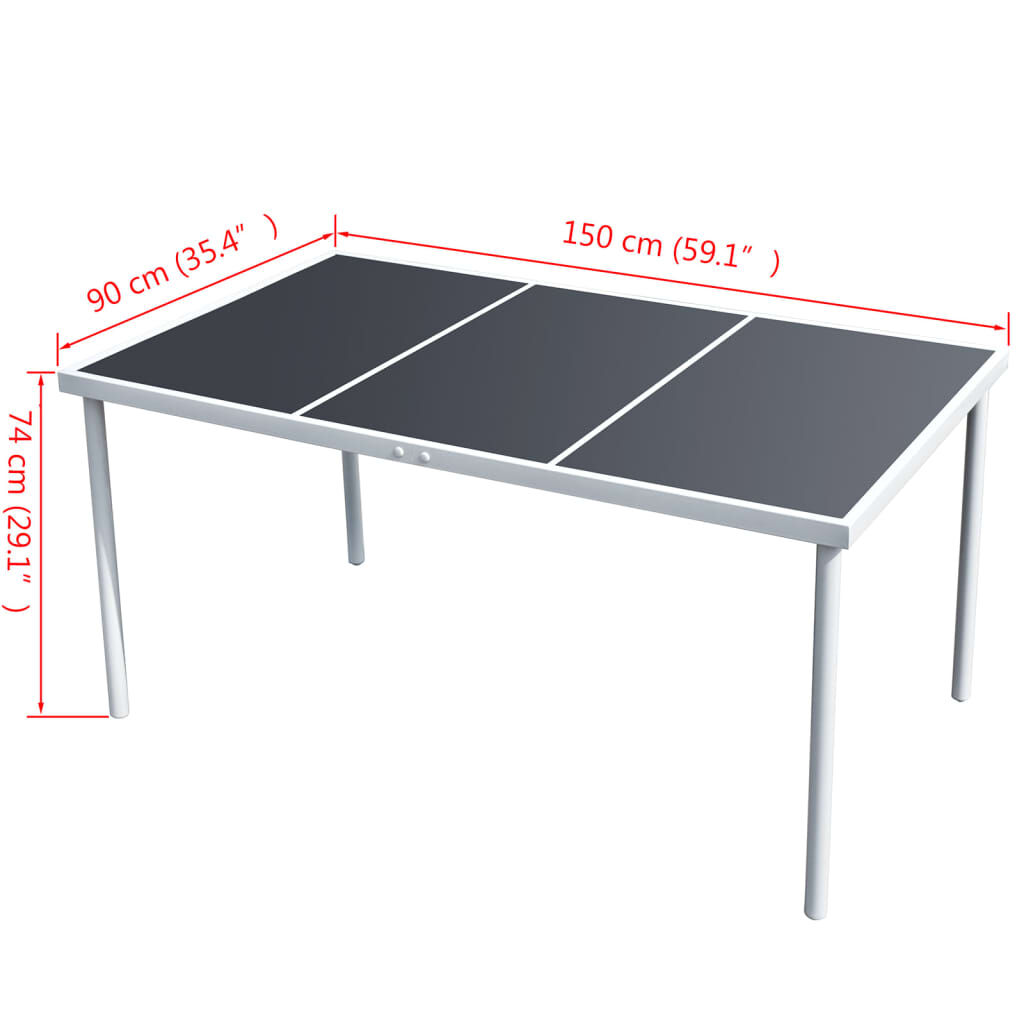 vidaXL Τραπέζι Κήπου Μαύρο 150 x 90 x 74 εκ. Ατσάλινο
