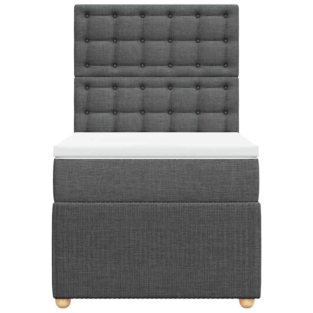 vidaXL Κρεβάτι Boxspring με Στρώμα Σκούρο Γκρι 90x190 εκ. Υφασμάτινο