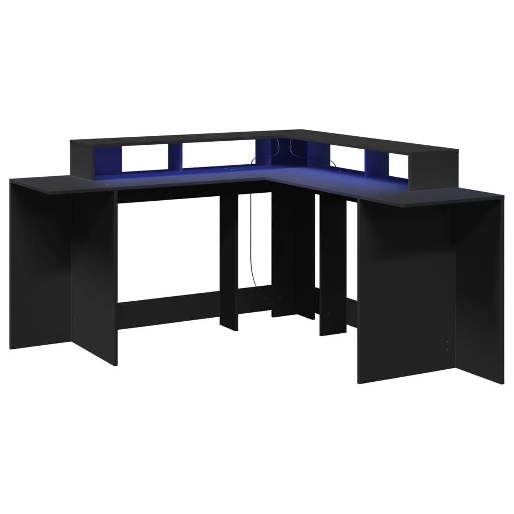 vidaXL Γραφείο με LED Μαύρο 152x152x91 εκ. από Επεξεργασμένο Ξύλο