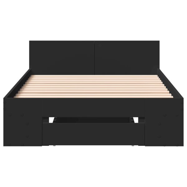 vidaXL Πλαίσιο Κρεβατιού με Συρτάρια Μαύρο 90x190 εκ. Επεξ. Ξύλο