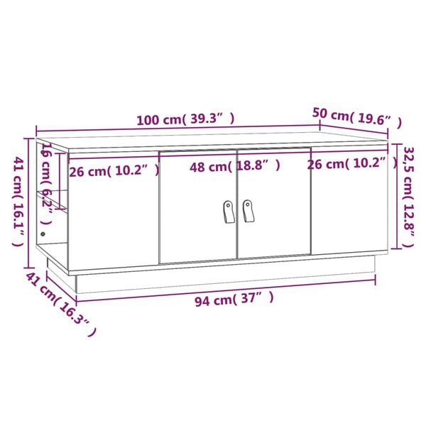 vidaXL Τραπεζάκι Σαλονιού Γκρι 100x50x41 εκ. Μασίφ Ξύλο Πεύκου