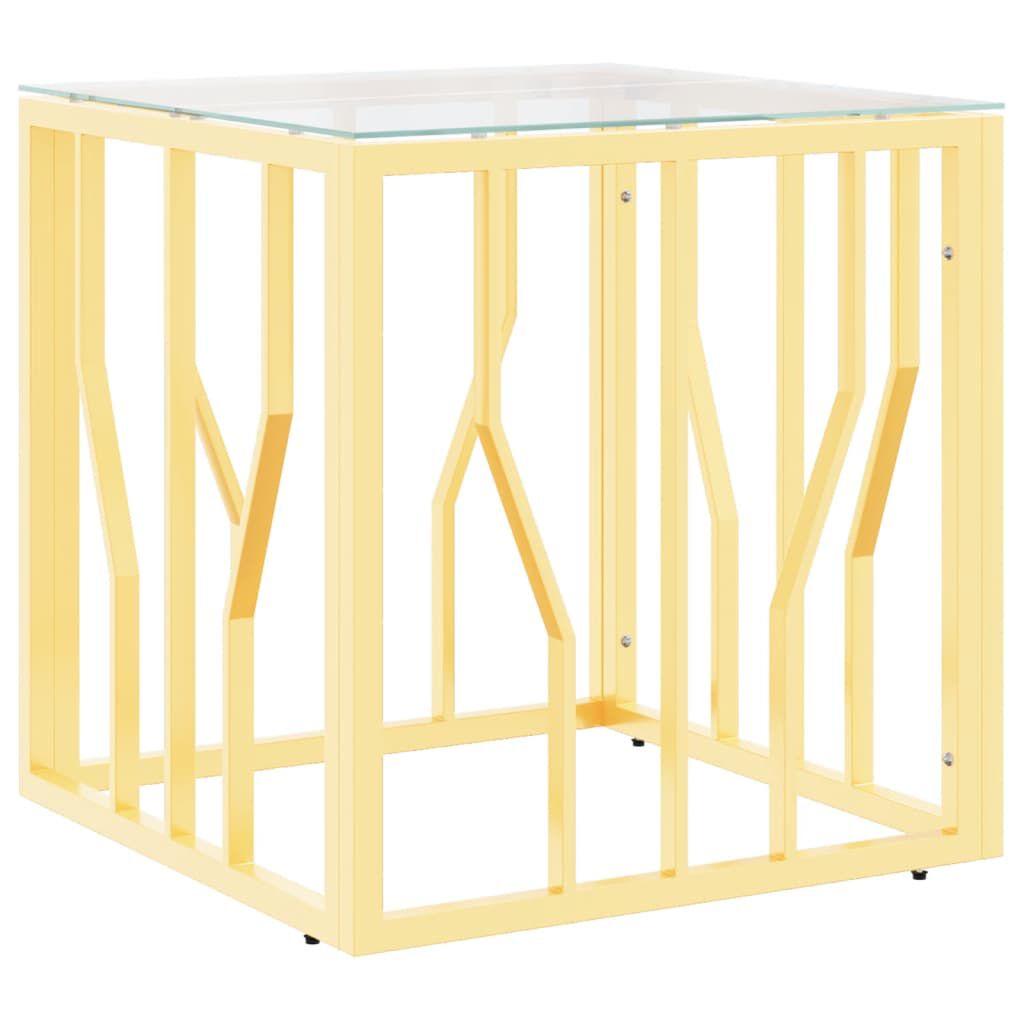 vidaXL Τραπέζι Σαλονιού Χρυσό 50x50x50 εκ. Ανοξείδωτο Ατσάλι και Γυαλί