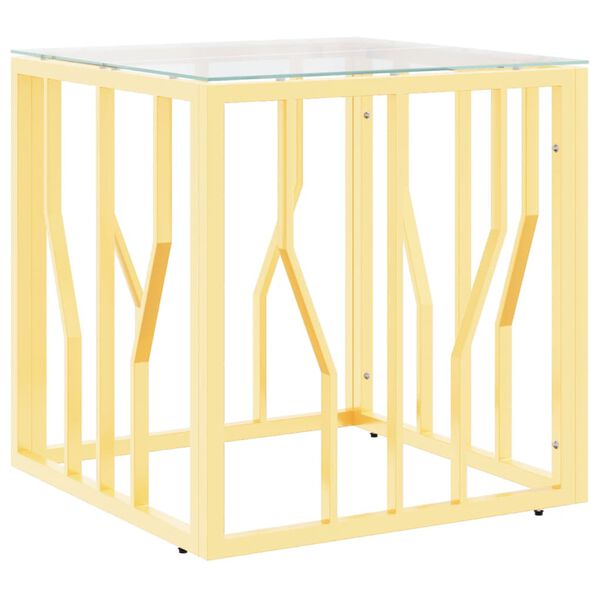 vidaXL Τραπέζι Σαλονιού Χρυσό 50x50x50 εκ. Ανοξείδωτο Ατσάλι και Γυαλί