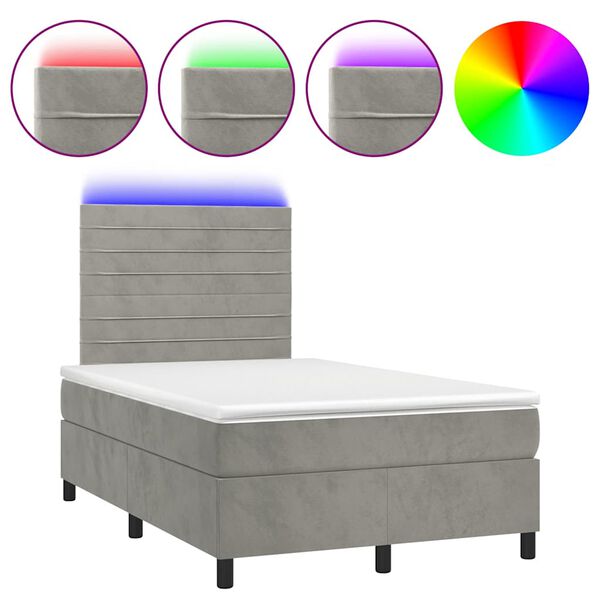 vidaXL &Kappa;&rho;&epsilon;&beta;ά&tau;&iota; Boxspring &mu;&epsilon; &Sigma;&tau;&rho;ώ&mu;&alpha; & LED &Alpha;&nu;.&Gamma;&kappa;&rho;&iota; 120x190&epsilon;&kappa;. &Beta;&epsilon;&lambda;&omicron;ύ&delta;&iota;&nu;&omicron;