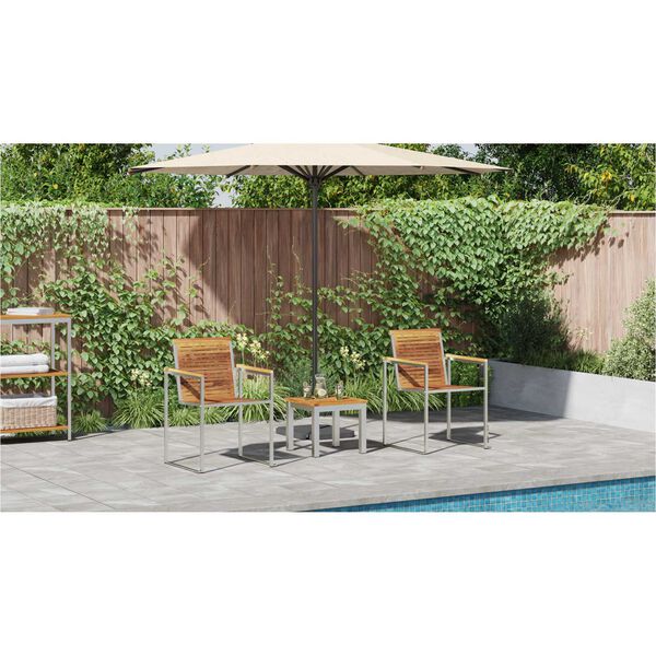 vidaXL Ξαπλώστρα 3-πρόσωπο 3 pcs Καφέ 200 x 60 x 88εκ Μασίφ ξύλο teak
