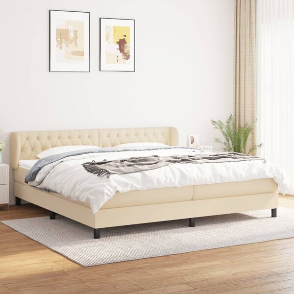 vidaXL &Kappa;&rho;&epsilon;&beta;ά&tau;&iota; Boxspring &mu;&epsilon; &Sigma;&tau;&rho;ώ&mu;&alpha; &Kappa;&rho;&epsilon;&mu; 200x200 &epsilon;&kappa;. &Upsilon;&phi;&alpha;&sigma;&mu;ά&tau;&iota;&nu;&omicron;